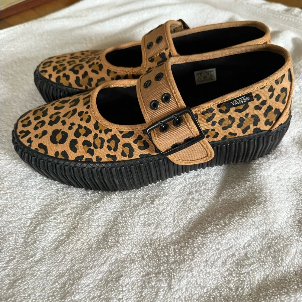 Vans Mary Jane Creeper Shoe Grunge Core Tan Leopard - Picture 5 of 7